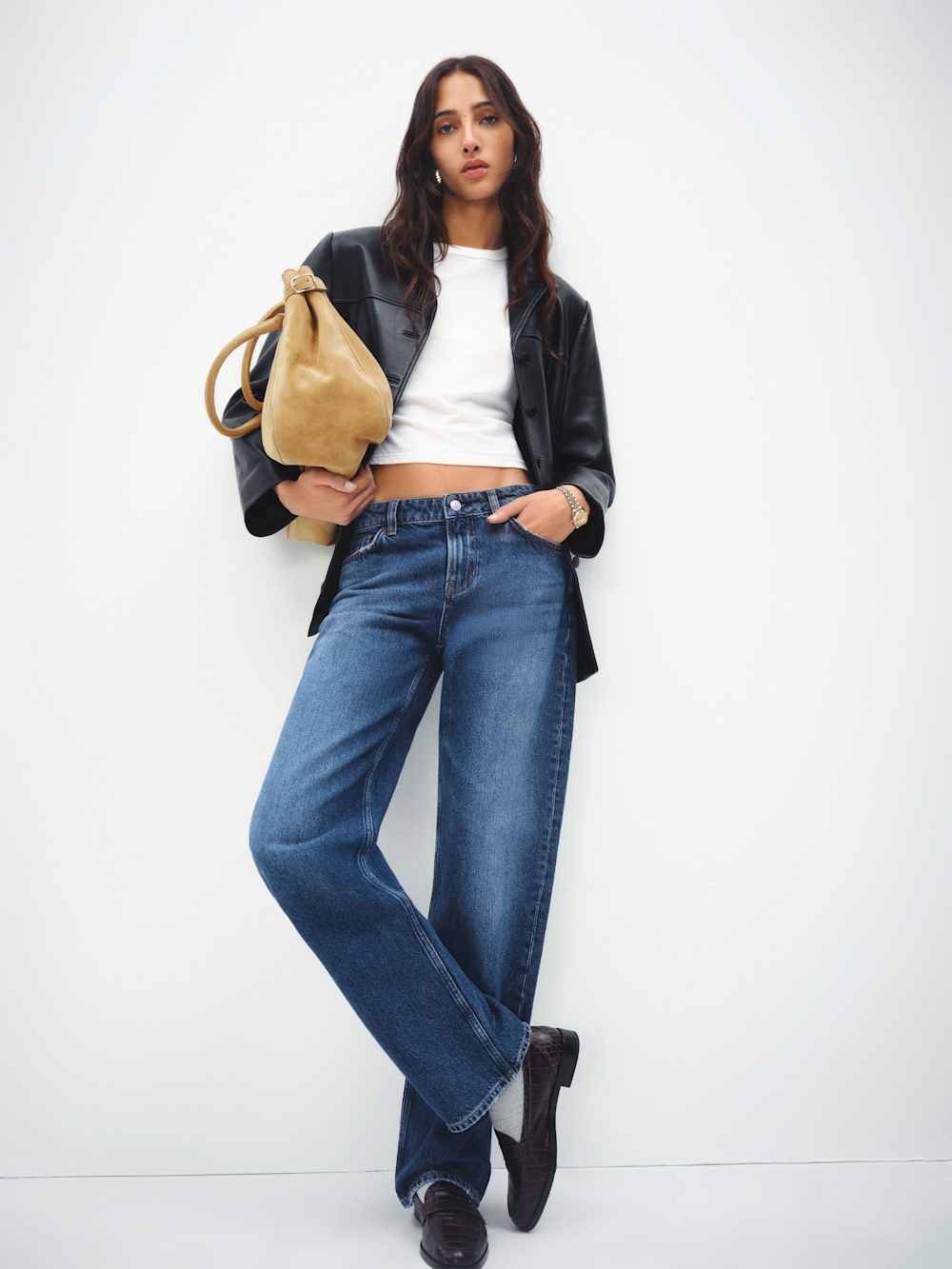 Reformation Charlee Low Rise Straight Leg Long Jeans